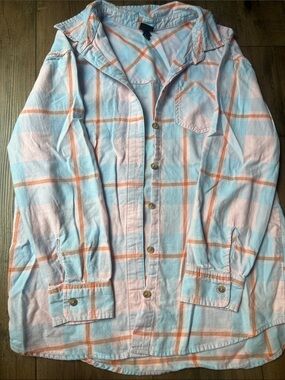 art class Light Blue and Peach Plaid Shirt